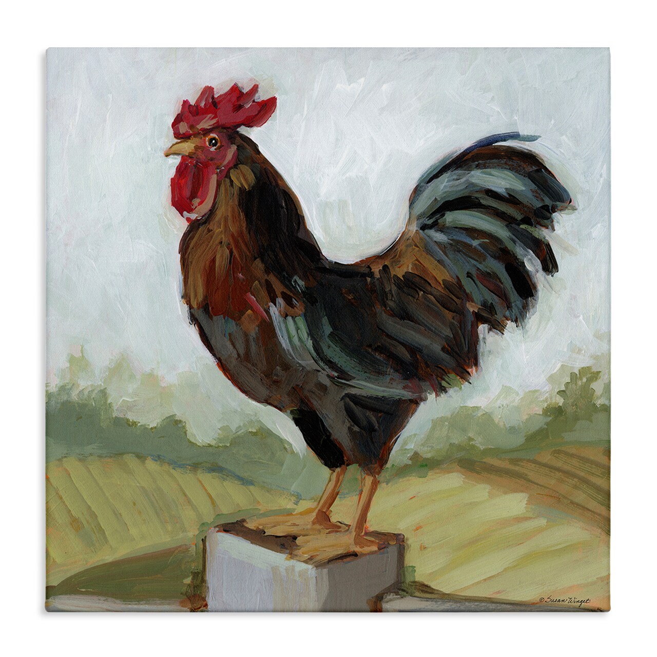 Stupell Industries Rooster Perched On Fence Canvas By Susan Winget